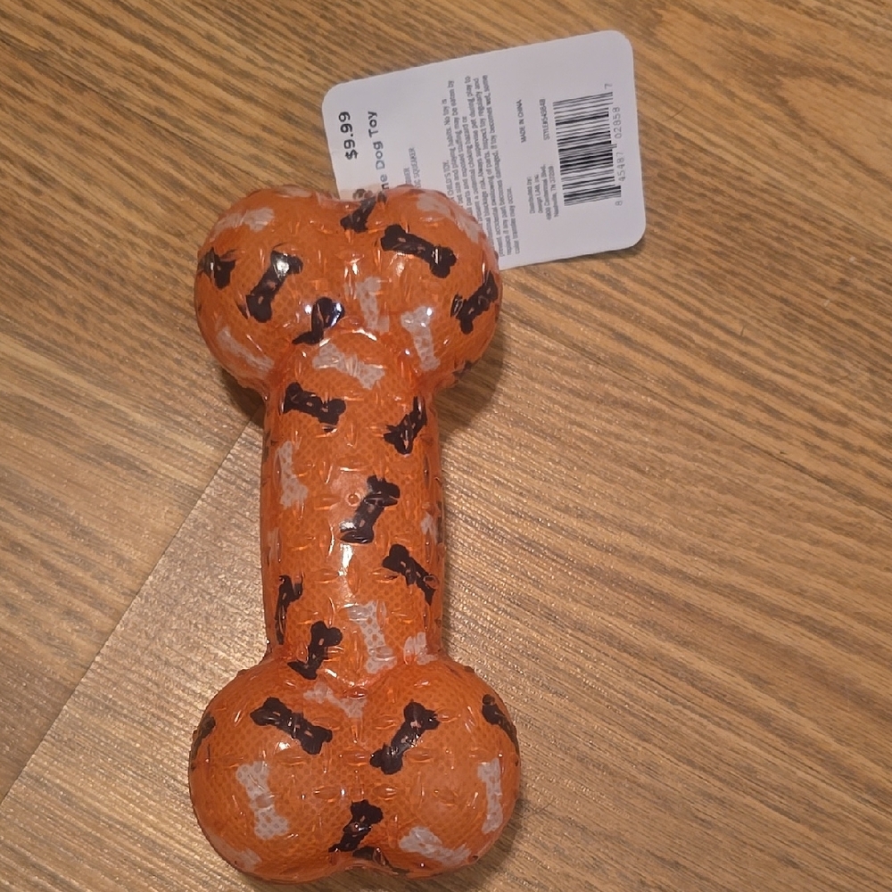 Durable Orange Dog Bone Toy